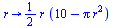 proc (r) options operator, arrow; `+`(`*`(`/`(1, 2), `*`(r, `*`(`+`(10, `-`(`*`(Pi, `*`(`^`(r, 2))))))))) end proc