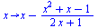 proc (x) options operator, arrow; `+`(x, `-`(`/`(`*`(`+`(`*`(`^`(x, 2)), x, `-`(1))), `*`(`+`(`*`(2, `*`(x)), 1))))) end proc