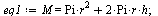 `:=`(eq1, M = `+`(`*`(Pi, `*`(`^`(r, 2))), `*`(2, `*`(Pi, `*`(r, `*`(h)))))); 1
