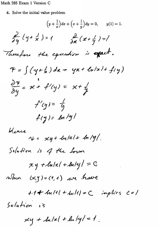 Answer to question 4